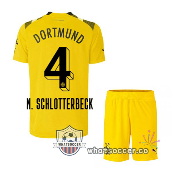 Dortmund BVB (N. Schlotterbeck 4) Kids CUP Soccer Jerseys Yellow 2022-2023