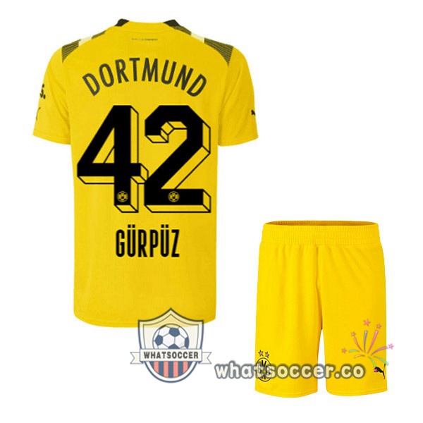 Dortmund BVB (Gürpüz 42) Kids CUP Soccer Jerseys Yellow 2022-2023