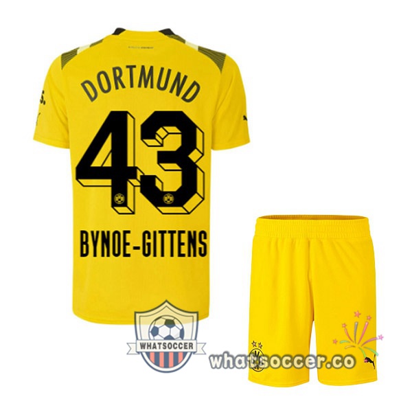 Dortmund BVB (Bynoe-Gittens 43) Kids CUP Soccer Jerseys Yellow 2022-2023