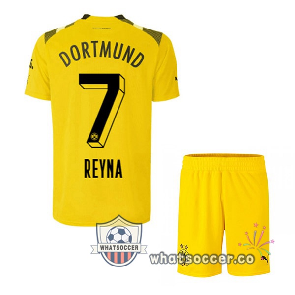 Dortmund BVB (Reyna 7) Kids CUP Soccer Jerseys Yellow 2022-2023