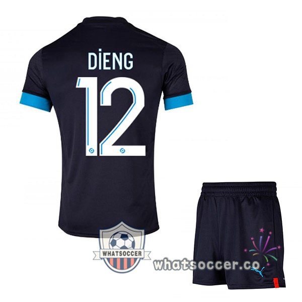 Olympique de Marseille (DIENG 12) Kids Away Soccer Jerseys Black 2022/203