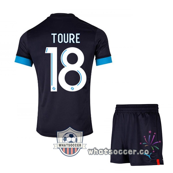 Olympique de Marseille (TOURE 18) Kids Away Soccer Jerseys Black 2022-2023