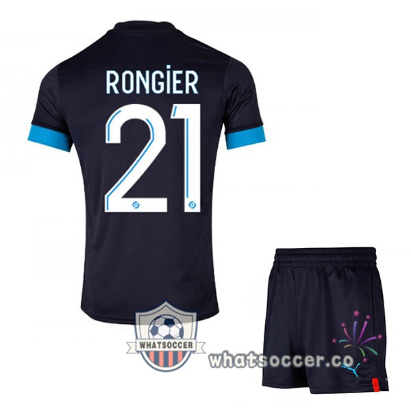 Olympique de Marseille (RONGIER 21) Kids Away Soccer Jerseys Black 2022-2023