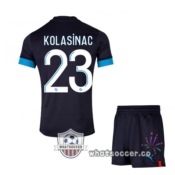 Olympique de Marseille (KOLASINAC 23) Kids Away Soccer Jerseys Black 2022-2023