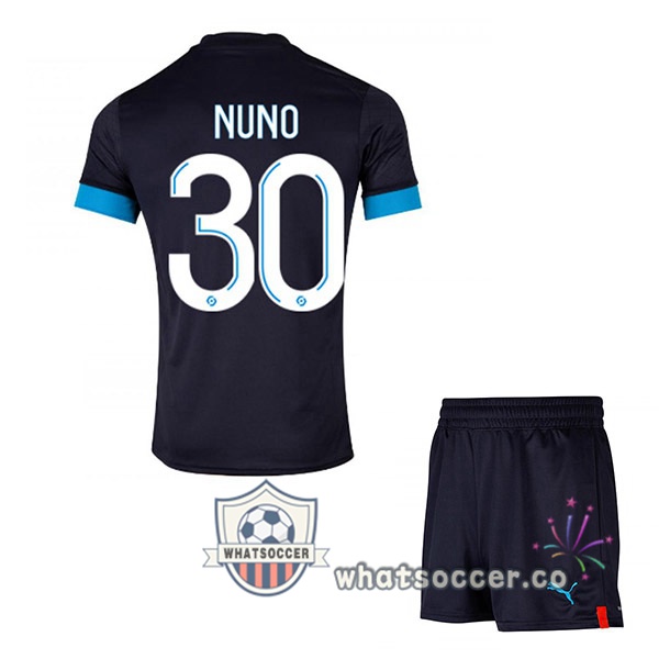 Olympique de Marseille (NUNO 30) Kids Away Soccer Jerseys Black 2022-2023