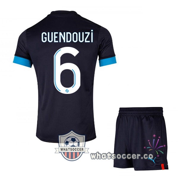Olympique de Marseille (GUENDOUZI 6) Kids Away Soccer Jerseys Black 2022-2023