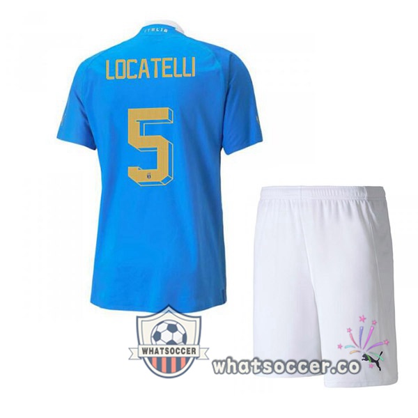 Italy（Locatelli 5）Kids Home Soccer Jerseys Blue 2022-2023