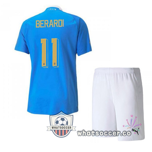 Italy（Berardi 11）Kids Home Soccer Jerseys Blue 2022-2023