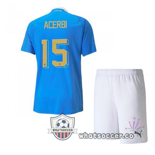 Italy（Acerbi 15）Kids Home Soccer Jerseys Blue 2022-2023