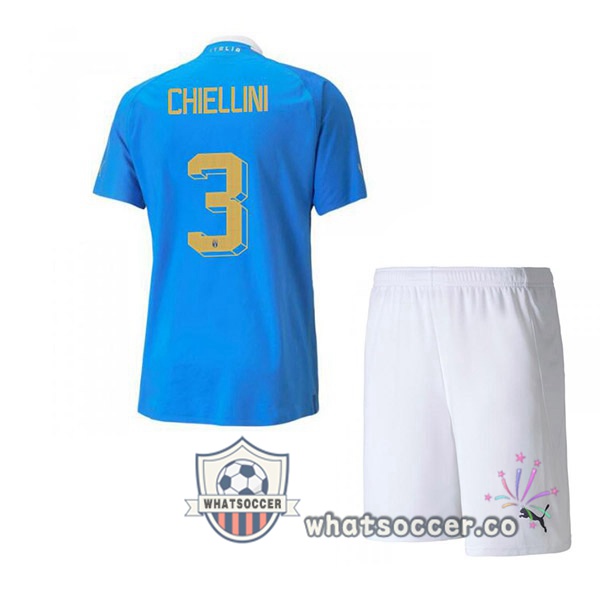 Italy（Chiellini 3）Kids Home Soccer Jerseys Blue 2022-2023