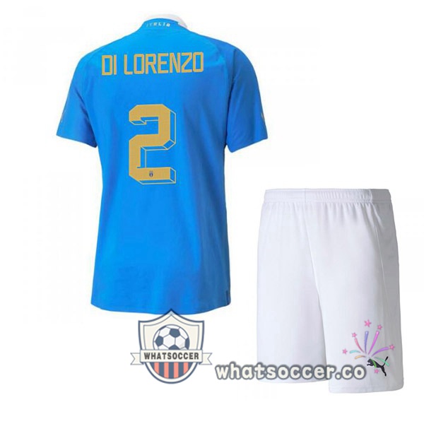 Italy（Di Lorenzo 2）Kids Home Soccer Jerseys Blue 2022-2023