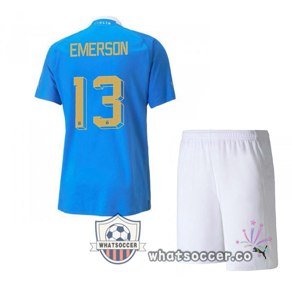 Italy（Emerson 13）Kids Home Soccer Jerseys Blue 2022-2023