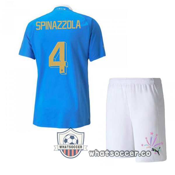 Italy（Spinazzola 4）Kids Home Soccer Jerseys Blue 2022-2023