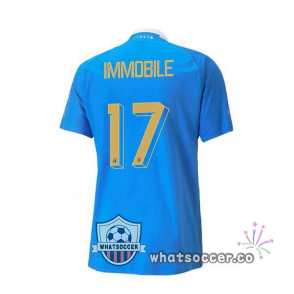 Italy（Immobile 17）Home Soccer Jerseys Blue 2022-2023