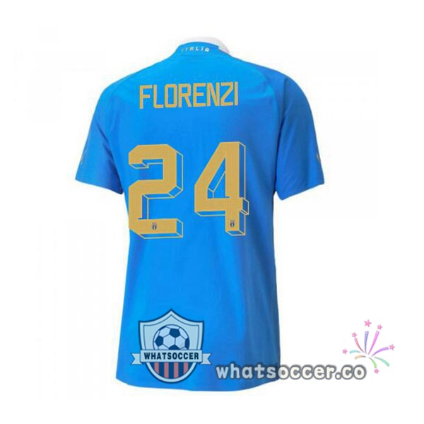 Italy（Florenzi 24）Home Soccer Jerseys Blue 2022-2023