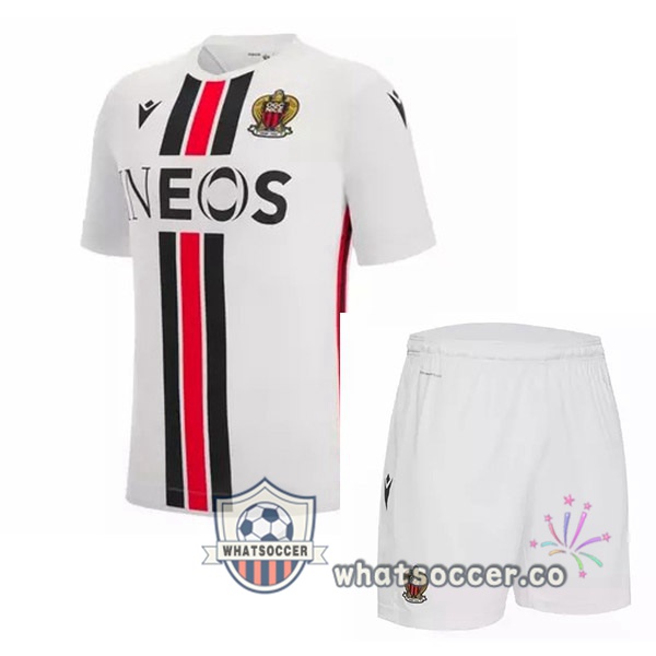 OGC Nice Kids Away Soccer Jerseys White 2022-2023