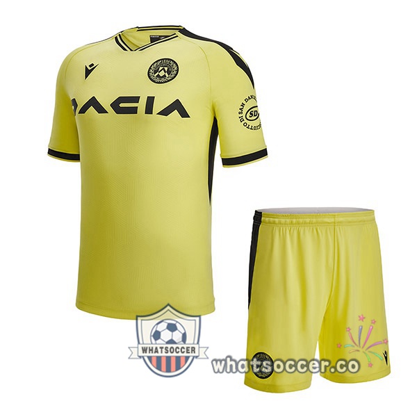 Udinese Calcio Kids Away Soccer Jerseys Black Yellow 2022-2023
