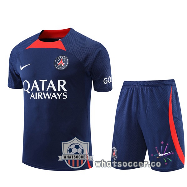 Paris PSG Training T-Shirts + Shorts Blue Royal 2022-2023