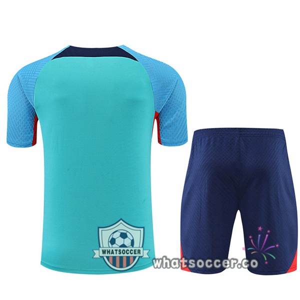 FC Barcelona Training T-Shirts + Shorts Cyan 2022-2023