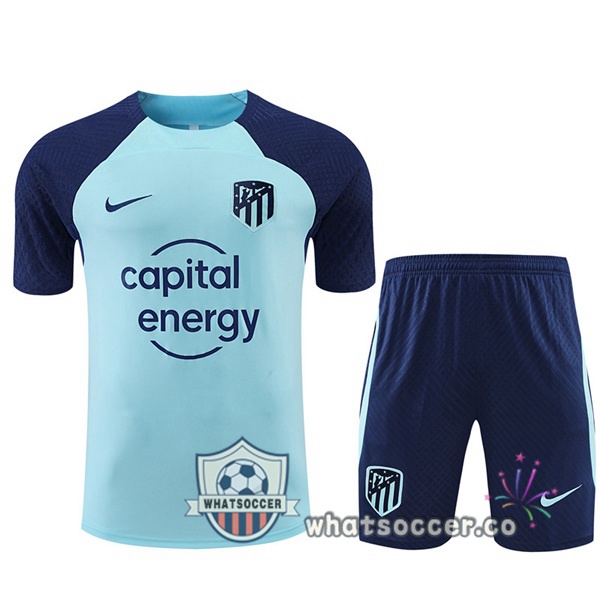 Atletico Madrid Training T-Shirts + Shorts Blue 2022-2023