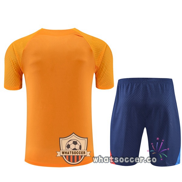 FC Barcelona Training T-Shirts + Shorts Orange 2022-2023