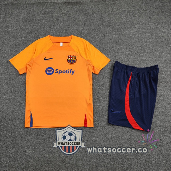 FC Barcelona Training T-Shirts + Shorts Orange 2022-2023