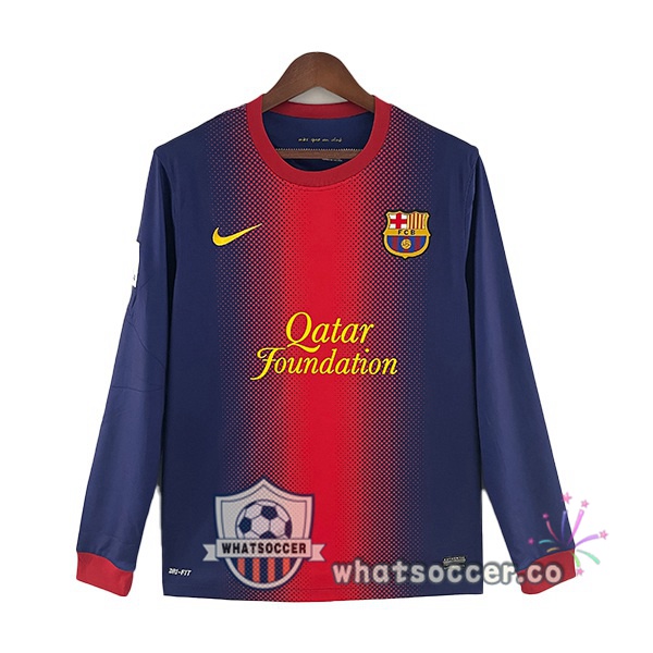 FC Barcelona Retro Home Long Sleeve Soccer Jerseys Purple Red 2012-2013