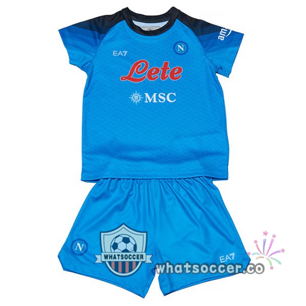 SSC Napoli Kids Home Soccer Jerseys Blue 2022-2023
