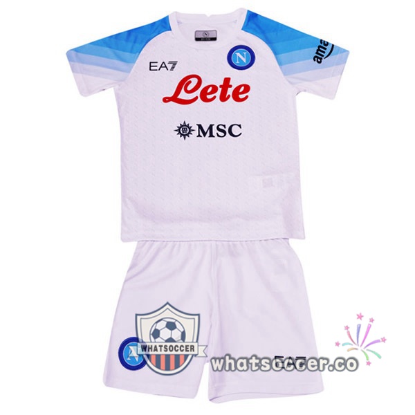 SSC Napoli Kids Away Soccer Jerseys White 2022-2023