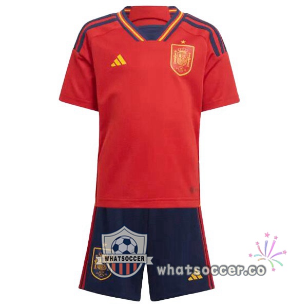 Spain Kids Home Soccer Jerseys Red 2022-2023