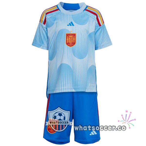 Spain Kids Away Soccer Jerseys Blue White 2022-2023