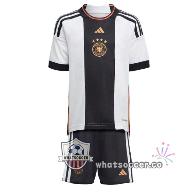 Germany Kids Home Soccer Jerseys Black White 2022-2023