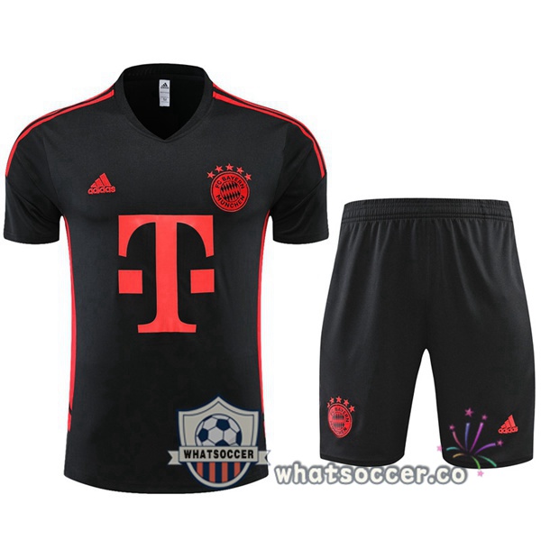 Bayern Munich Training T-Shirts + Shorts Black 2022-2023