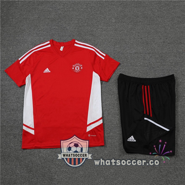 Manchester United Training T-Shirts + Shorts Red 2022-2023