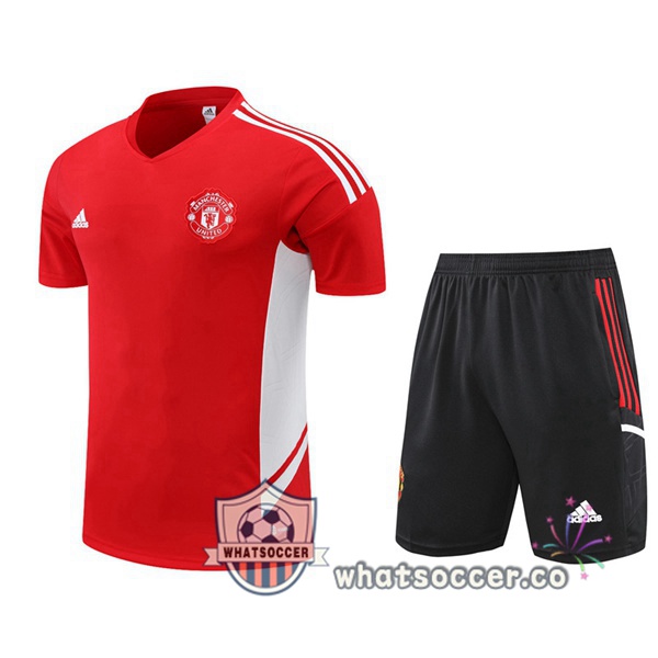Manchester United Training T-Shirts + Shorts Red 2022-2023
