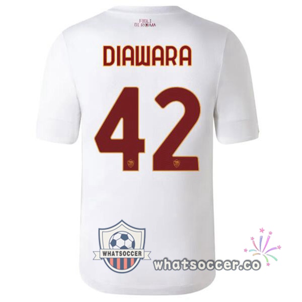 AS Roma (DIAWARA 42) Away Soccer Jerseys White 2022-2023