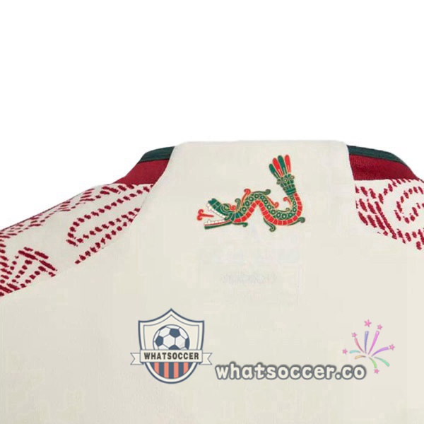 Mexico Away Soccer Jerseys White Red 2022-2023