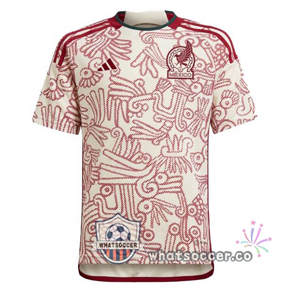 Mexico Away Soccer Jerseys White Red 2022-2023