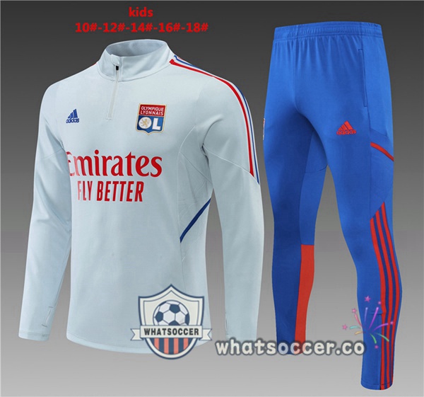 Olympique Lyonnais Kids Gray Tracksuit 2022-2023