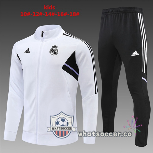 Real Madrid Kids White Training Jacket Tracksuit 2022-2023