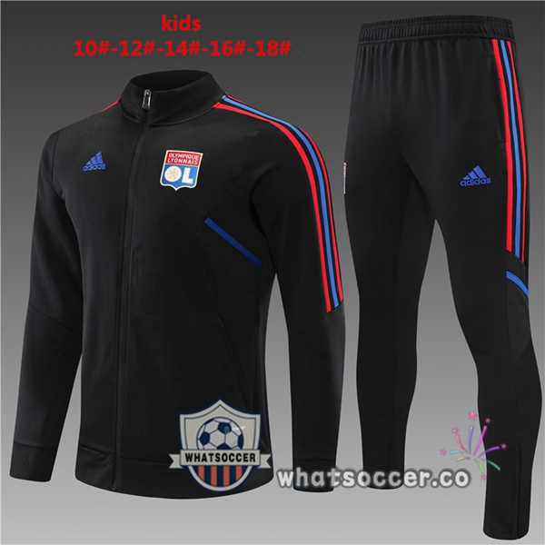 Olympique Lyonnais Kids Black Training Jacket Tracksuit 2022-2023