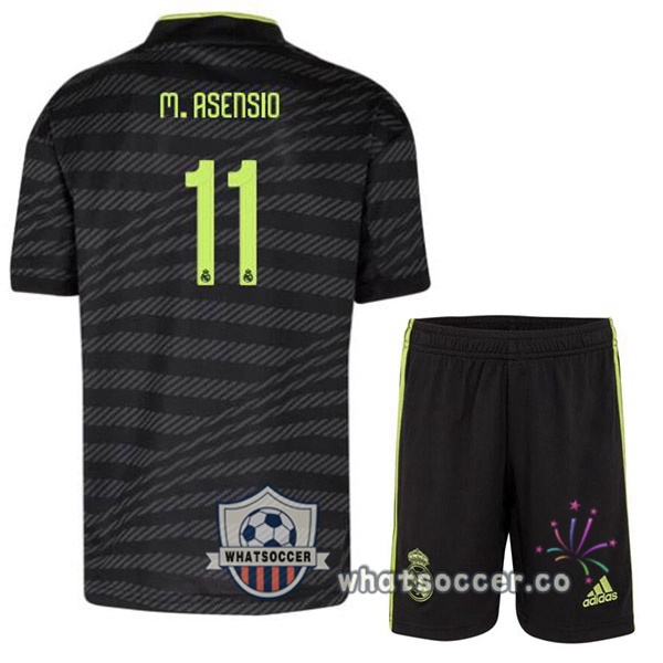 Real Madrid (Asensio 11) Kids Third Soccer Jerseys Black 2022-2023