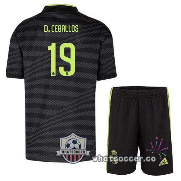 Real Madrid (D. Ceballos 19) Kids Third Soccer Jerseys Black 2022-2023