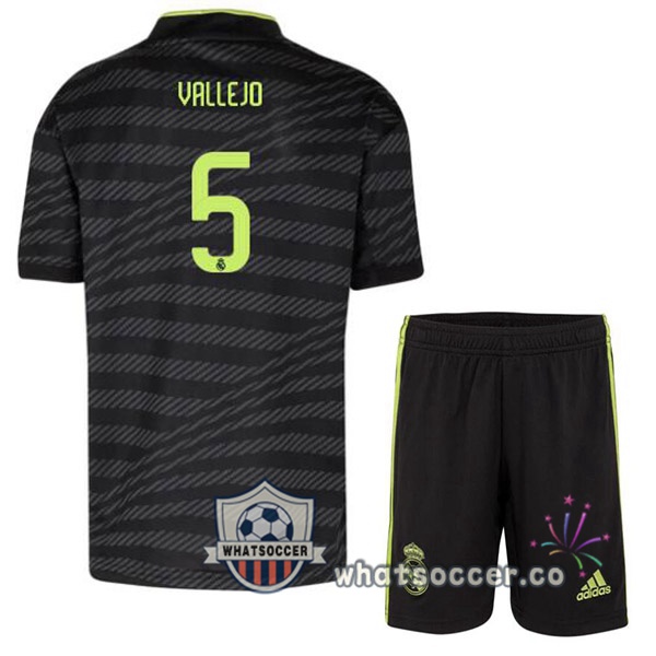 Real Madrid (Vallejo 5) Kids Third Soccer Jerseys Black 2022-2023