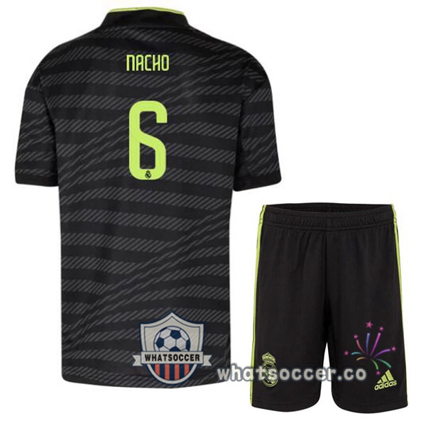 Real Madrid (Nacho 6) Kids Third Soccer Jerseys Black 2022-2023