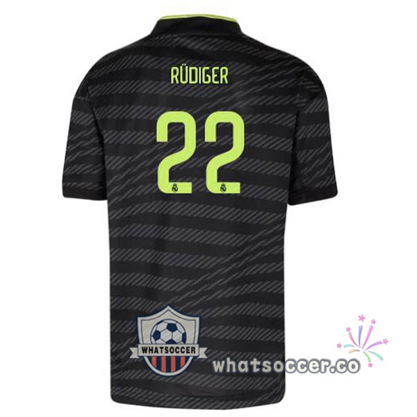 Real Madrid (Rüdiger 22) Third Soccer Jerseys Black 2022-2023