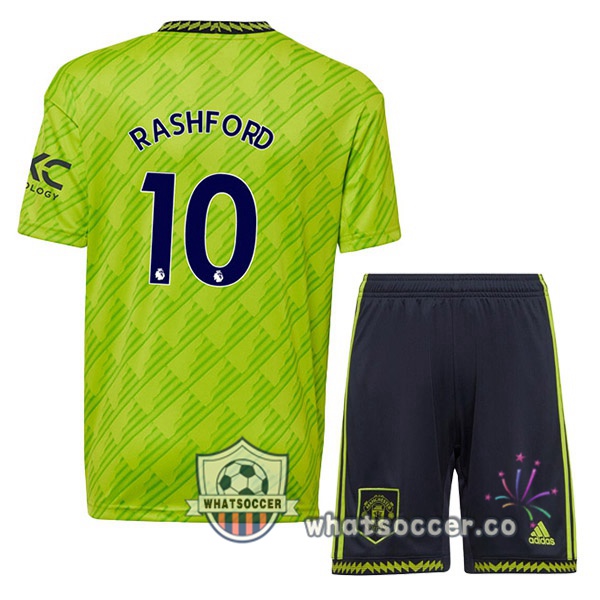Manchester United (RASHFORD 10) Kids Third Soccer Jerseys Green 2022-2023