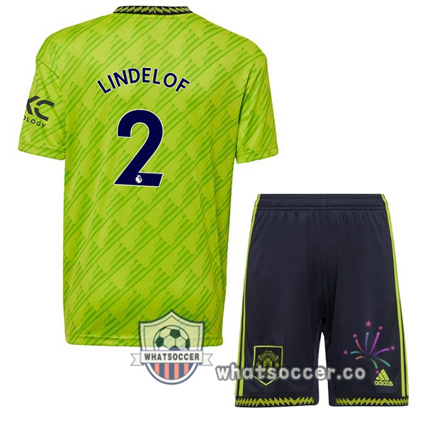 Manchester United (LINDELOF 2) Kids Third Soccer Jerseys Green 2022-2023