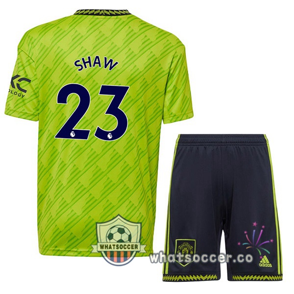 Manchester United (SHAW 23) Kids Third Soccer Jerseys Green 2022-2023