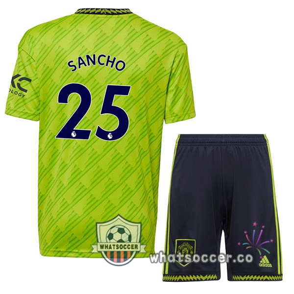 Manchester United (SANCHO 25) Kids Third Soccer Jerseys Green 2022-2023